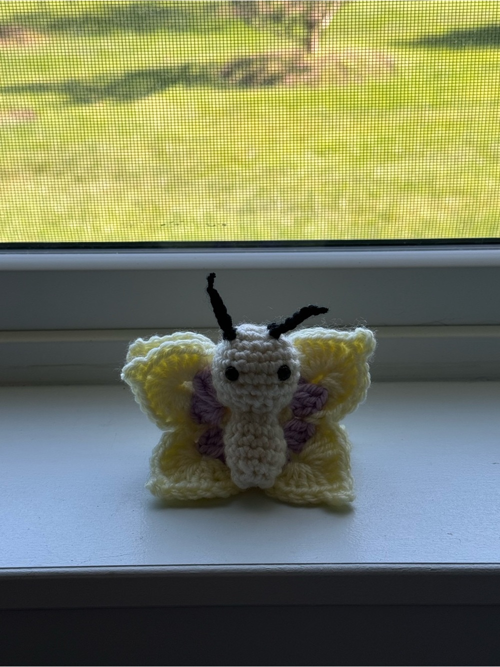 Handmade Crocheted Butterfly Plush - Yellow and Purple